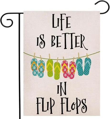 Summer Life Is Better in Flip Flops Garden Flag 12.5 X 18 Inch Vertical Double S