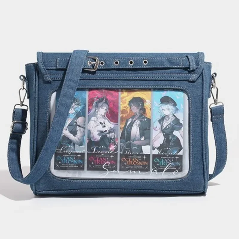 Harajuku Denim Blue Shoulder Bags Women 2024 New Popular Ita Bag Ladies Fashion Trendy Transparent Canvas Crossbody Bag