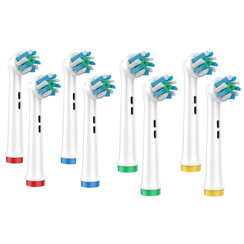 8PCS Electric Toothbrush Replacement Heads For Oral-B Models Dupont Bristles Twisted Design For Superior Plaque Removal