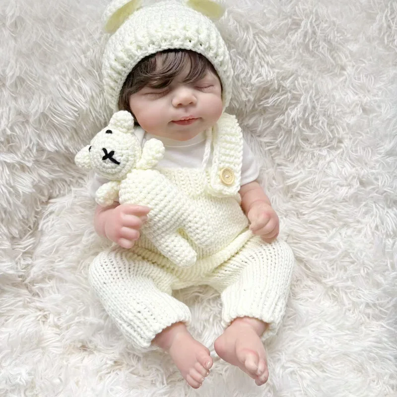 

19inch Pascale Sleeping Full Vinyl Body Reborn Baby Doll Lifelike Newborn Multiple Layers Painting 3D Skin With Hand-Rooted Hair