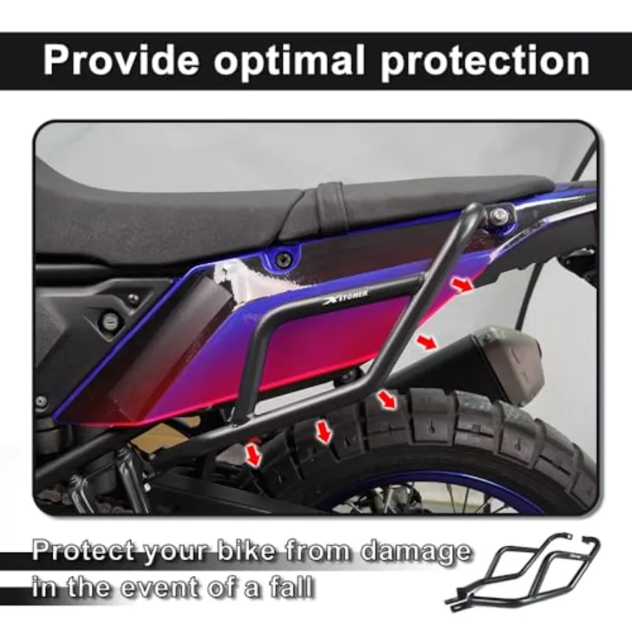 Motorcycle Top Luggage Rack and Crash Bars for 2024 Tenere 700 XTZ690 20192024 Models Rear Rack with Tank Guard Protection Dura