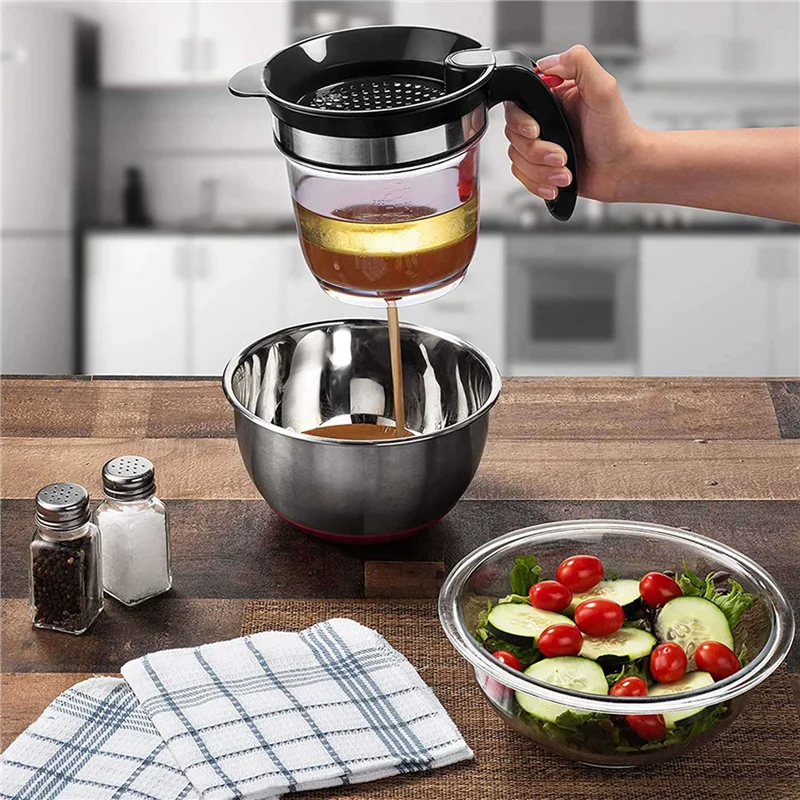 

AB41-2X 1000 мл мерный стакан и сито для сепаратора масла с нижним высвобождением для соусов и других жидкостей с масляной смазкой