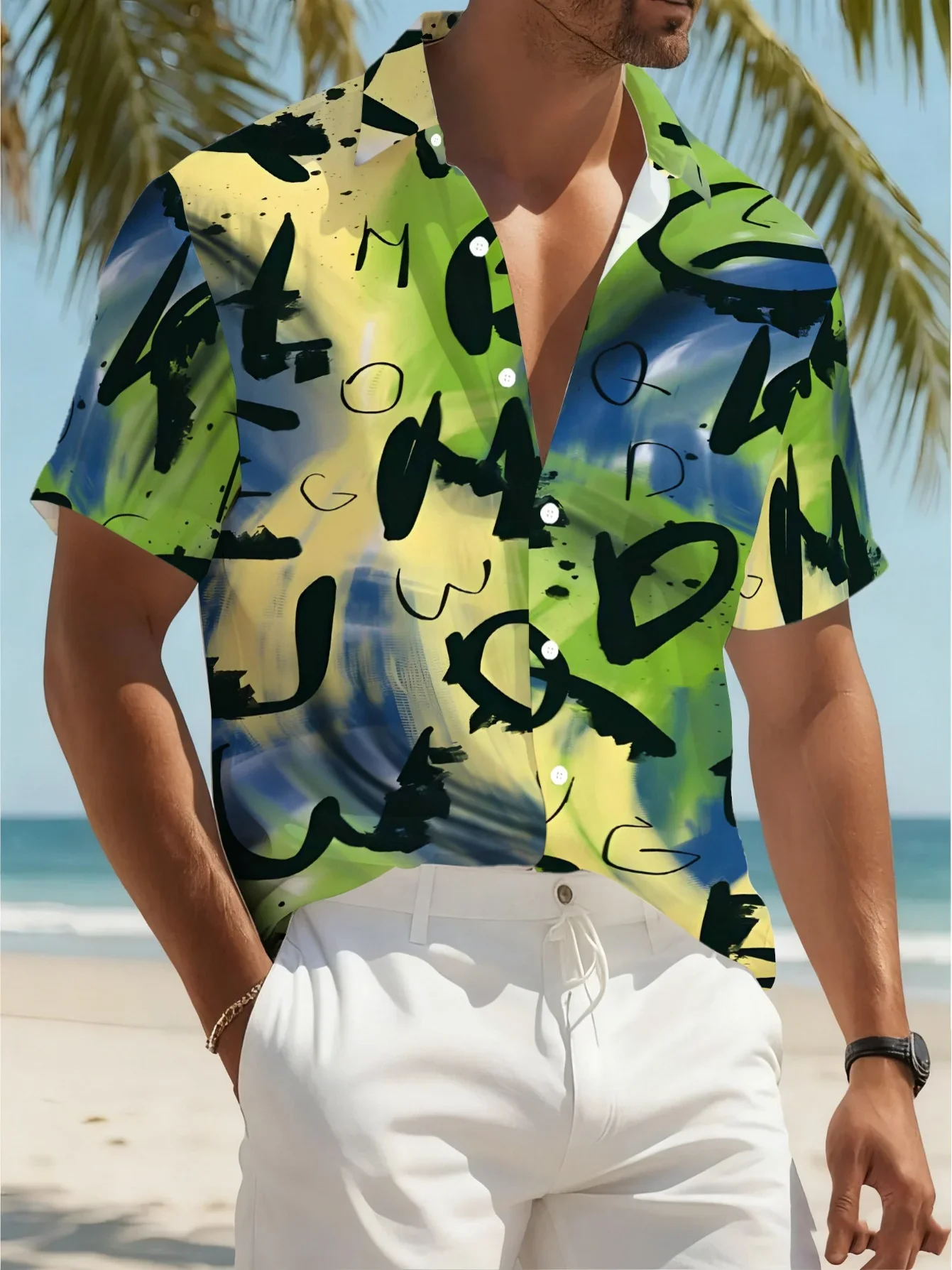 Summer Men's Floral Print ShirtMan Women Short Sleeve Hawaiian Casual Fashion Lightweight Tops