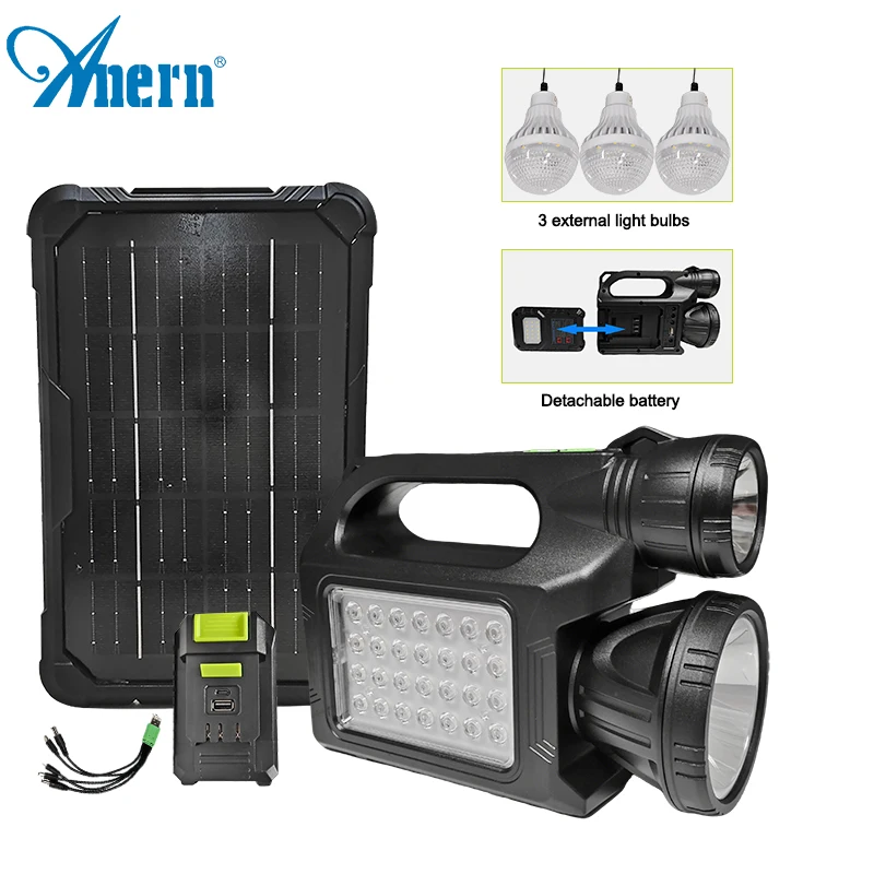 Rechargeable Portable Power Station Solar Flashlight Battery Solar Generator Power Bank Type-C
