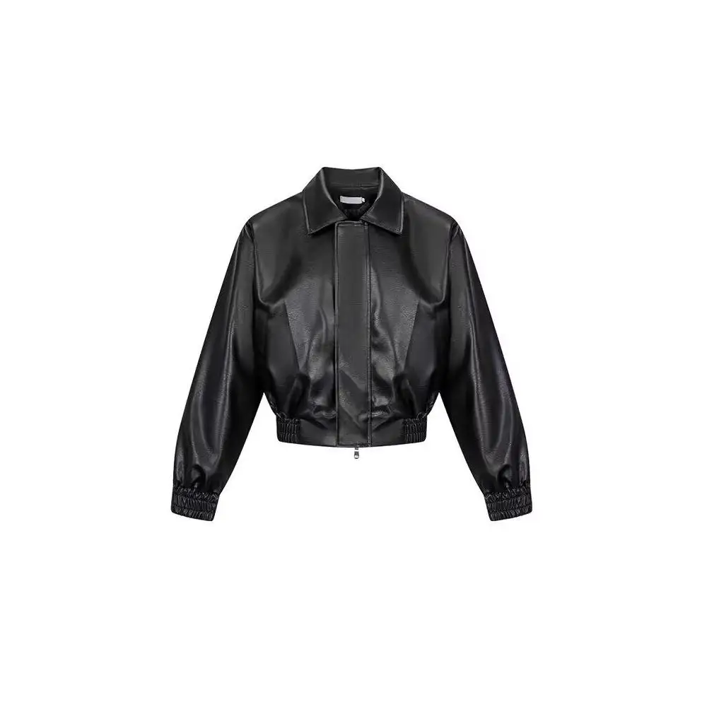 

Classic eepskin ort Jaet Spring Autumn New Sle Elastic Waist Design Young Sle Motorcycle Jaet Women's Outerwear