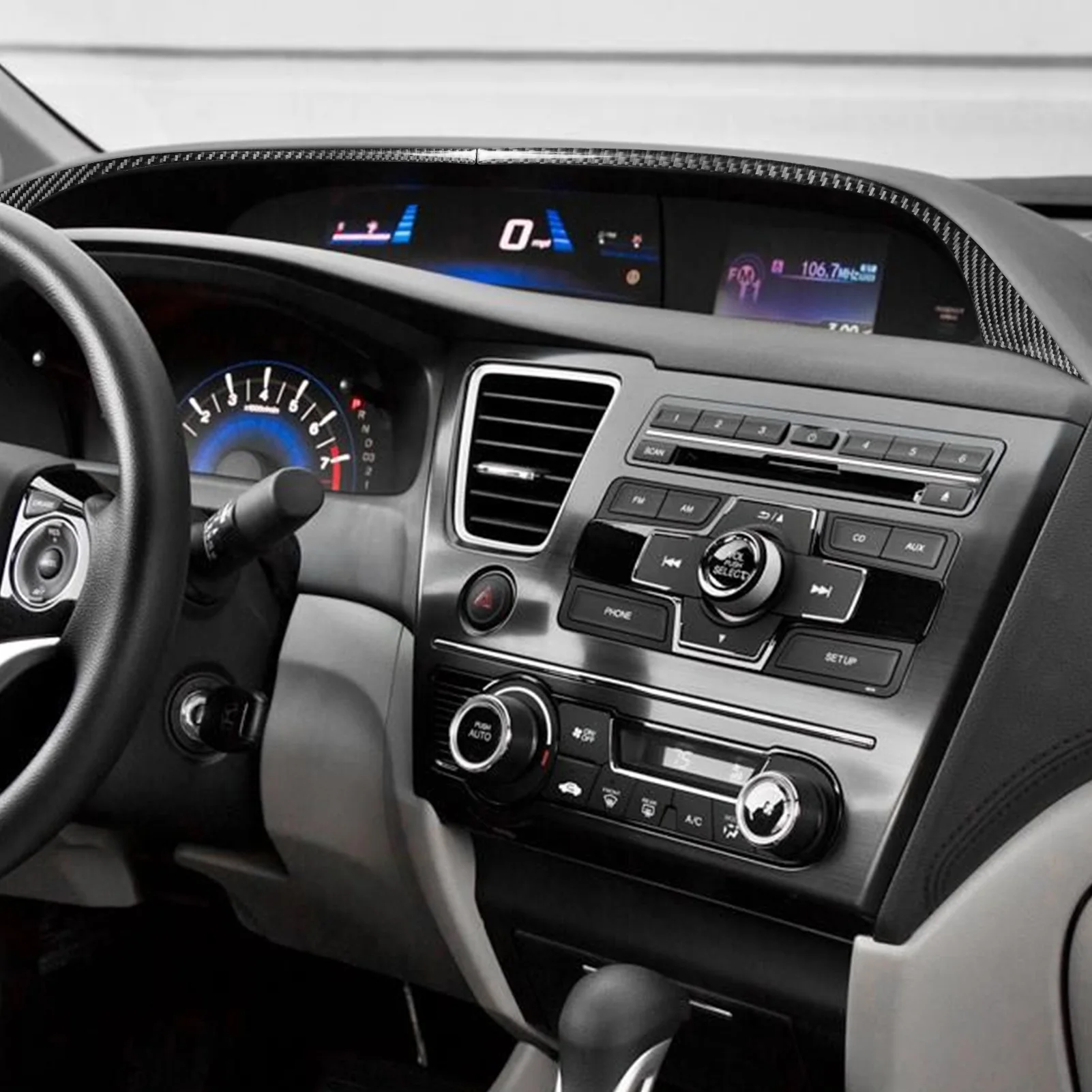 

Для Honda Civic 9 Coupe/седан 2013–2015 автомобильные аксессуары из углеродного волокна, приборная панель, полоса Carplay, Painl, внутренняя накладка, наклейка