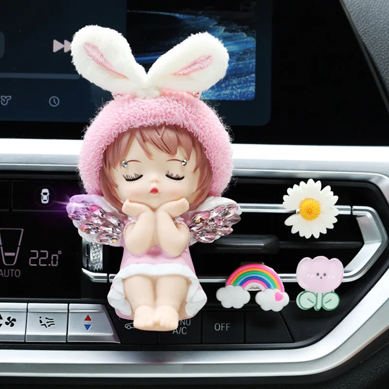 Rabbit's Ears Beauty Annie Figures Car Interior Air Outlet Miniature Ornament Accessories Cartoon Creative Daisy Decor Toys