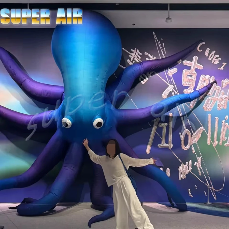 Giant 4mH décoration extérieure populaire gonflable dessin animé poulpe coup d'air calmar avec tentacules discothèque décoration murale