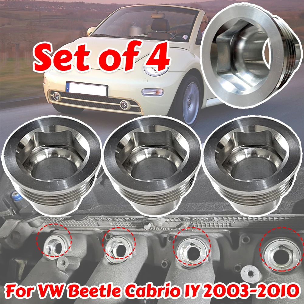 

4X Fuel Injector Insert Set For VW Beetle Cabrio 1Y 2003-2010 New Upgrade Aluminum Cup Seat 06B133555D Car Replacement Parts