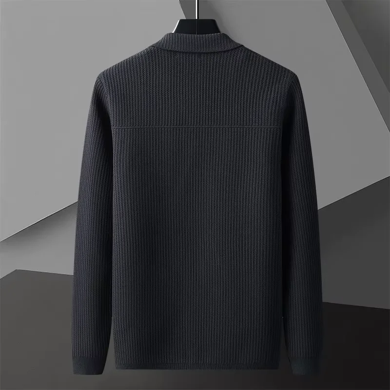 European high-end suit collar solid color knitted cardigan men's 2025 autumn winter luxury button business casual sweater coat