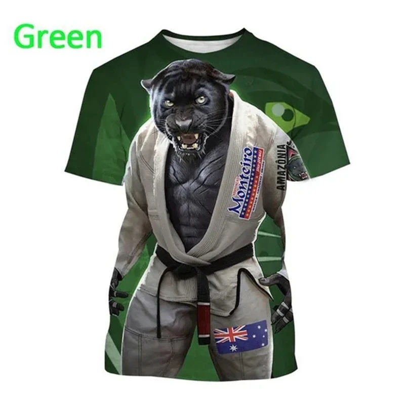 Camiseta de manga corta con estampado Animal BJJ para hombre, camisa divertida con estampado 3D, Jiu-jitsu, estilo Harajuku, ropa de calle, nueva