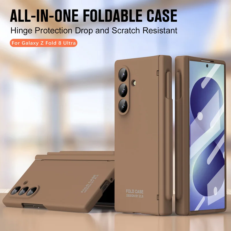 Frosted Hard PC Phone Case For Samsung Galaxy Z Fold 8 Ultra 7 6 5 4 With Hinge Glass Screen Protect Touch Pen Shockproof Cover