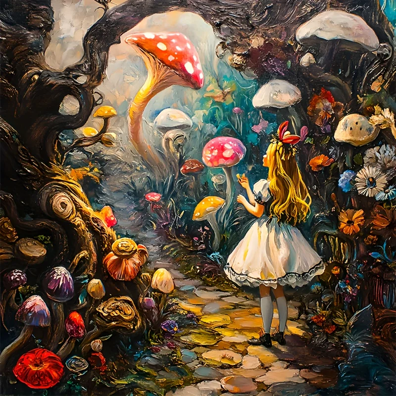 38x38cm 미니 사이즈 퍼즐 1000조각 버섯 숲 예술 판타지 성인 및 수집가용, 홈 데코 및 마음챙김 선물