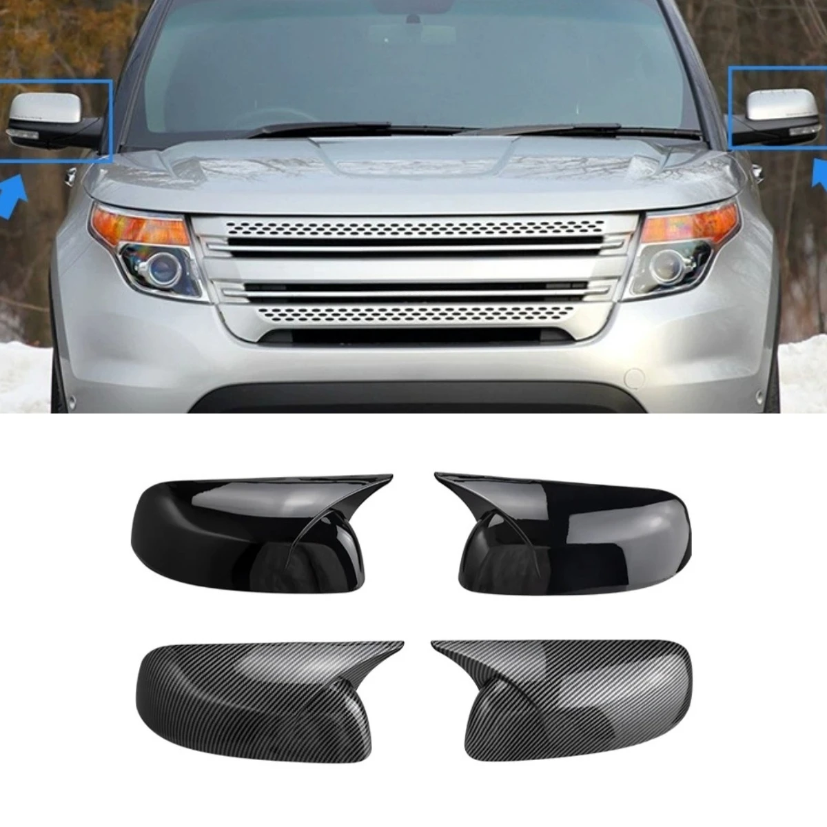 

Car Rearview Cover Protect Side Mirror Cover Caps Rear View Mirror Cover For Ford Explorer 2011-2019 Body Kit Car Accessories