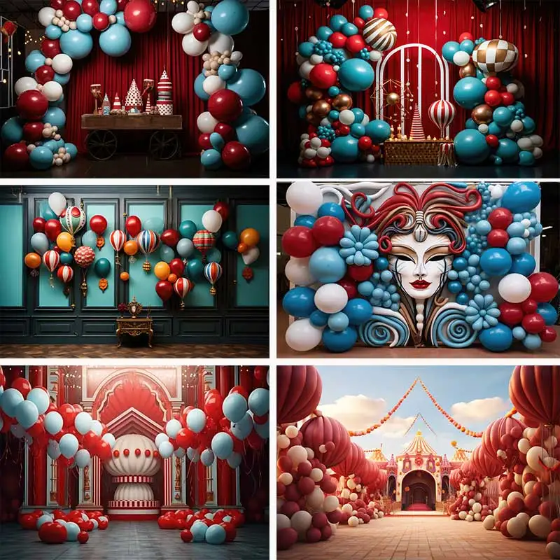 

Carnival Circus Party Backdrops Children Kids Birthday Photography Cake Smash Balloons Joker Background Photo Shoot Studio