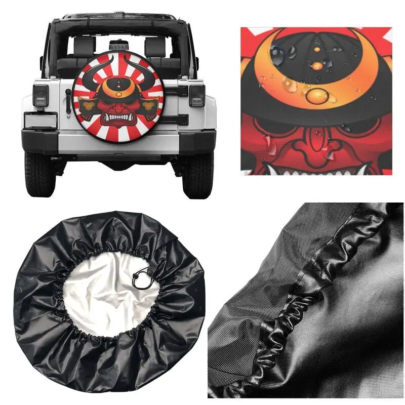 Japanese Samurai Spare Tire Cover for Jeep Mitsubishi Pajero Custom Dustproof Car Wheel Cover Taoist Tire Protection Bag