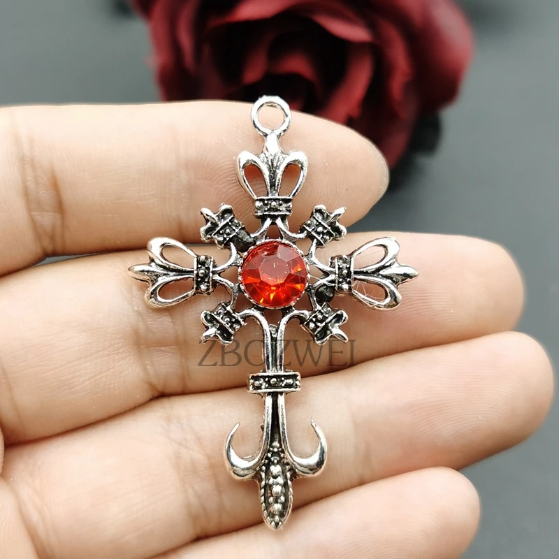 5pcs Ornate Black Gothic Cross Pendant Crystal Cross Pendant Designer Charms Fit Jewelry Making DIY Handmade Jewelry Findings