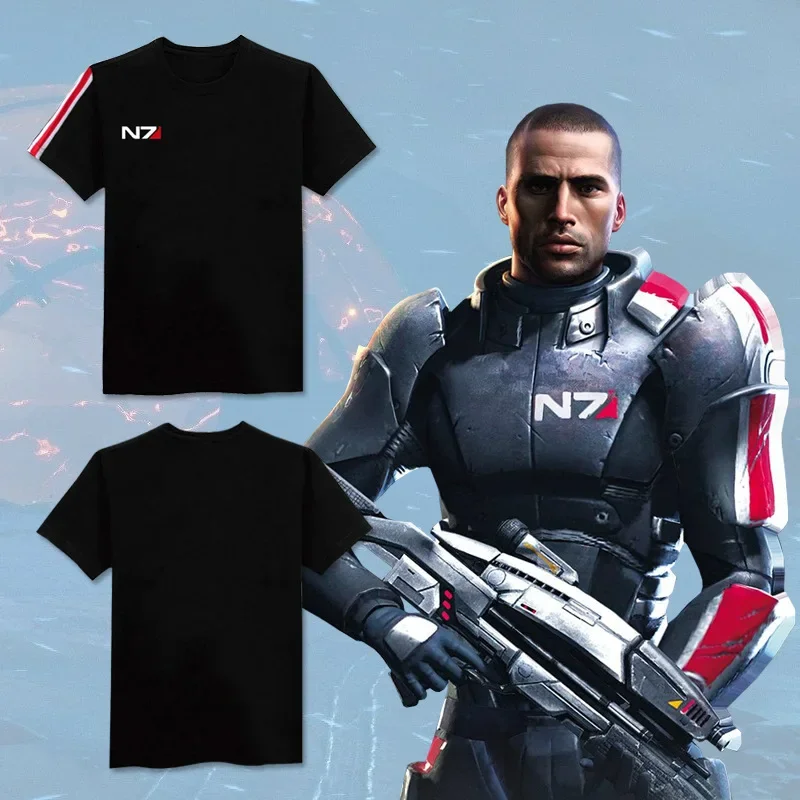 Mass Effect N7 Cosplay Harajuku Summer Men Male T Shirt Tee Tops Cotton Clothing Daily Streetwear Casual Fashion Sportswear