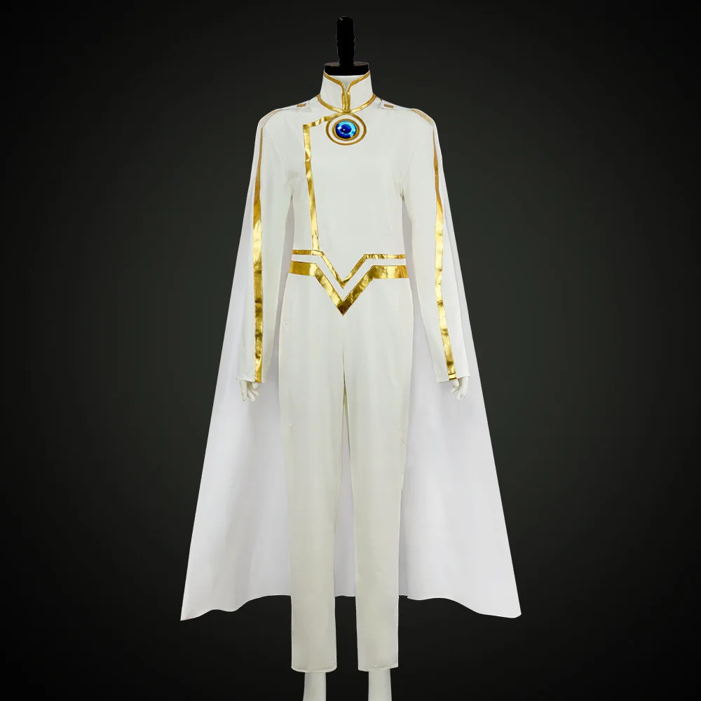 

TO BE HERO X Animation NICE and Lin Ling Cosplay Costume White One-Piece Battle Suit with Cloak