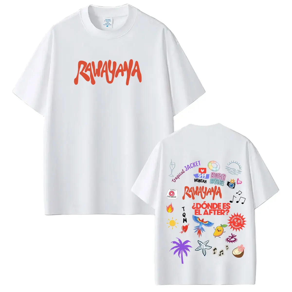 Rawayana ¿Donde Es El After? Tour 2026 Print Tees Men Women Fashion T-shirt Short-sleeved Cotton Loose Casual Oversized T Shirts