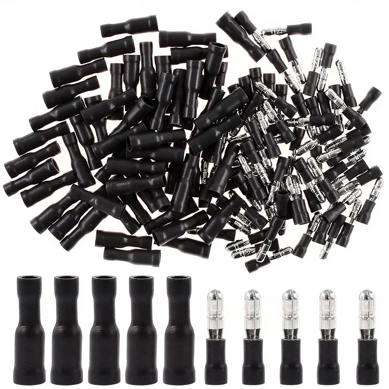 

50 Pairs Insulated Male/Female Bullet Connector Electrical Bullet Butt Terminals Quick Splice Wire Crimp Connectors Kit