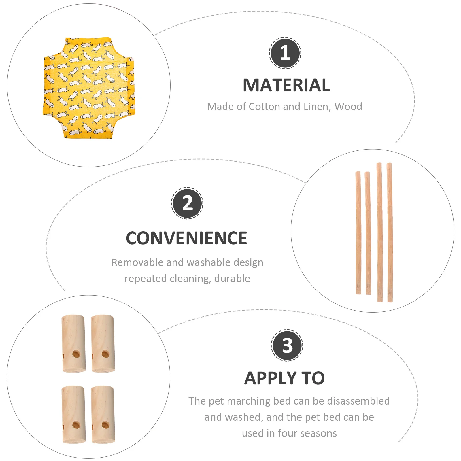 

Detachable Pet Hammock Bed Elevated Washable Breathable Lightweight Cooling Bed for Small Pets Hamsters Cats Dogs