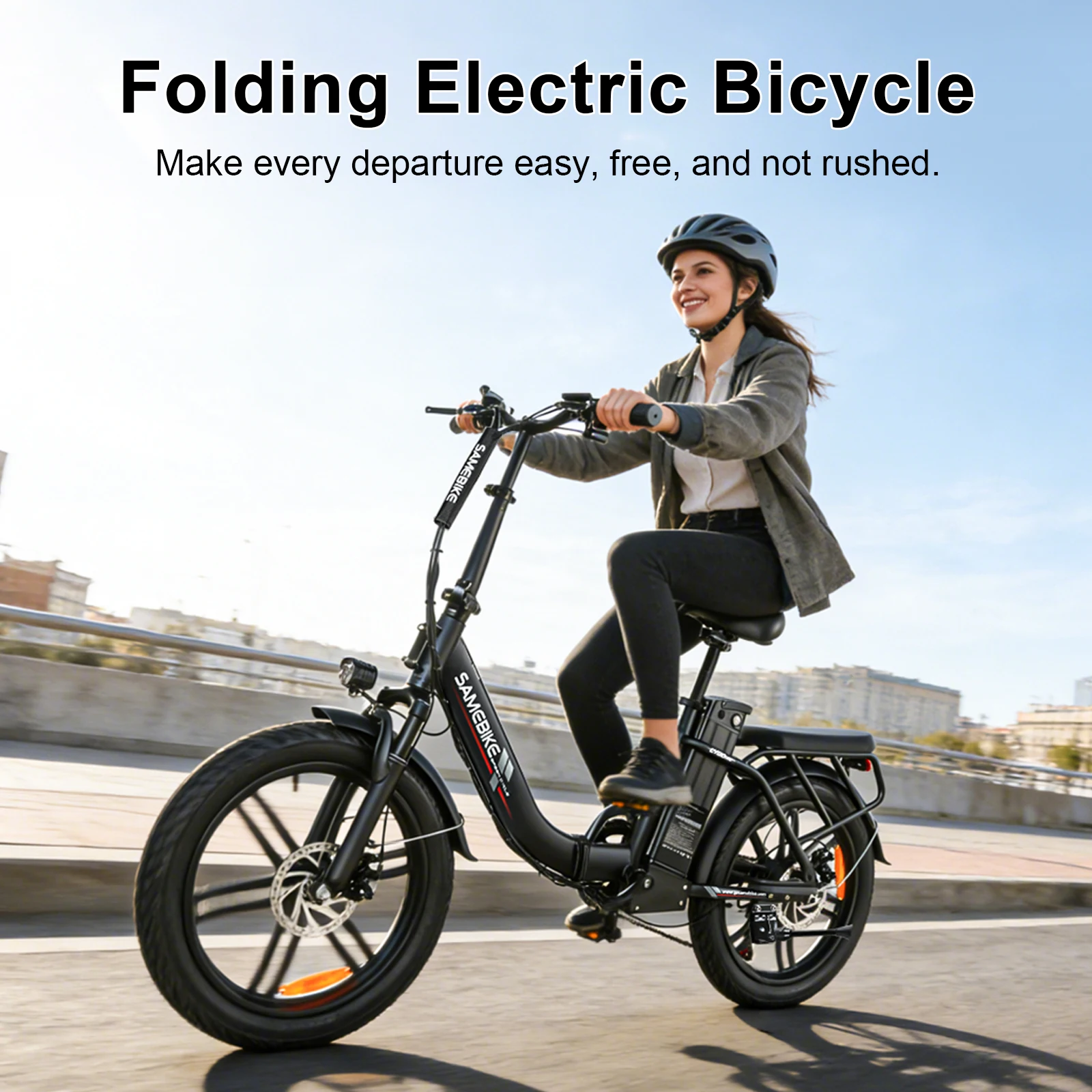 SAMEBIKE CY20PRO 26" Unisex Adult Folding E-Bike with 36V 15.6Ah Battery Max Range 90km 3.0”Fat Tires City Electric Bicycle