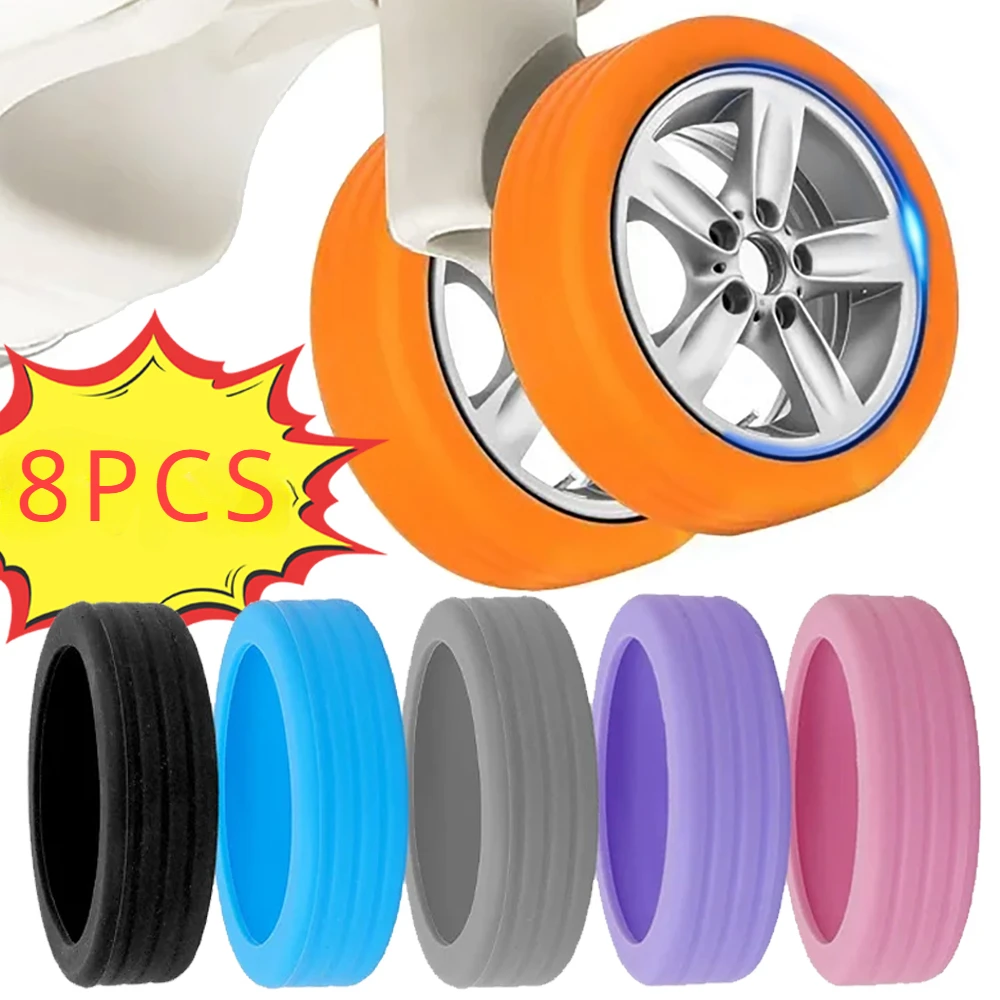 1/4/8PCS Luggage Wheels Protector Silicone Wheels Caster Shoes Travel Luggage Suitcase Reduce Noise Wheels Cover Accessories