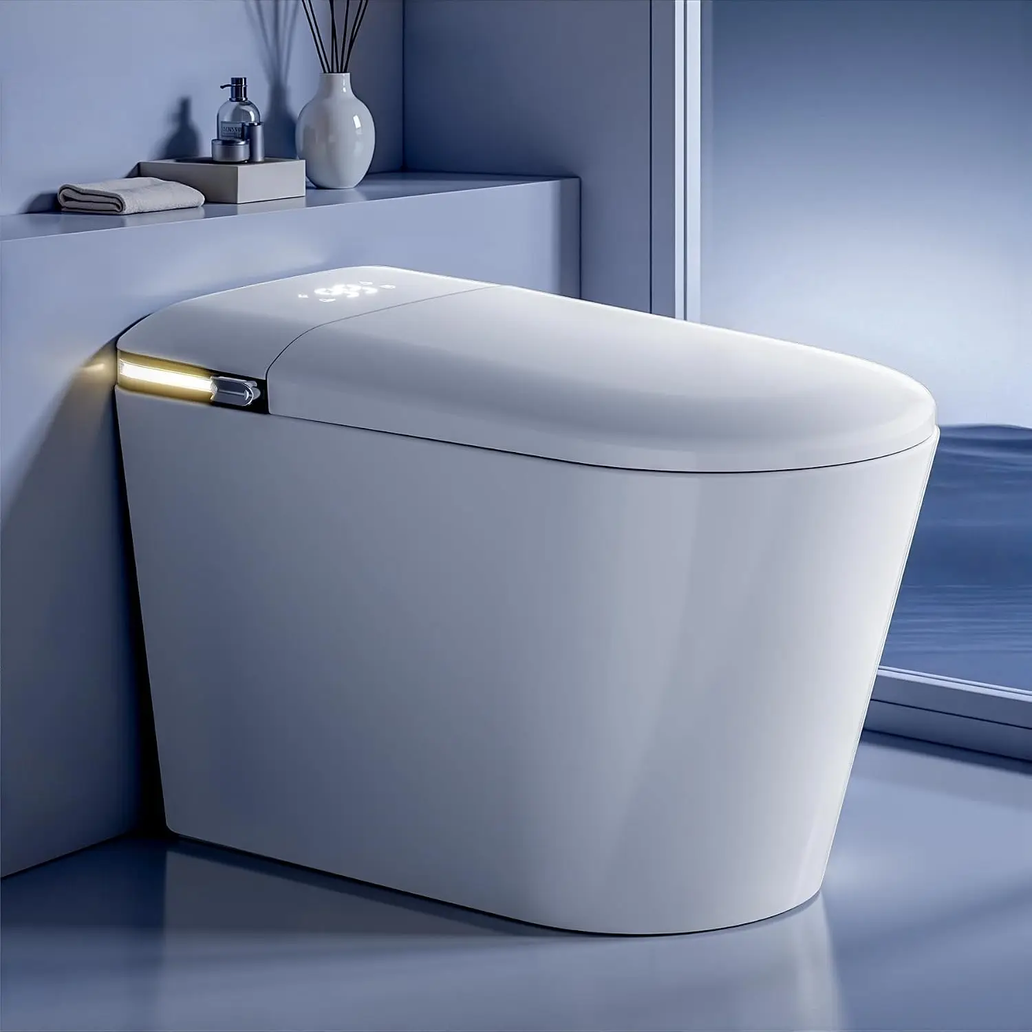 Smart Toilet, One Piece Bidet Toilet for Bathrooms, Toilets with Warm Water Sprayer & Dryer, Foot Sensor Operation,, Customized