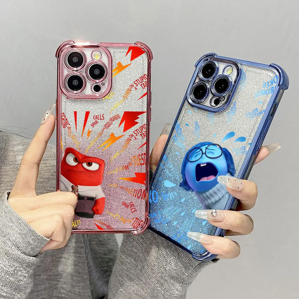Inside Out 2 Disneys Phone Case For Samsung S25 S24 S23 S22 S21 S20 FE Note20 Plus Ultra Lite 5G Shockproof Glitter Armor Cover image 2