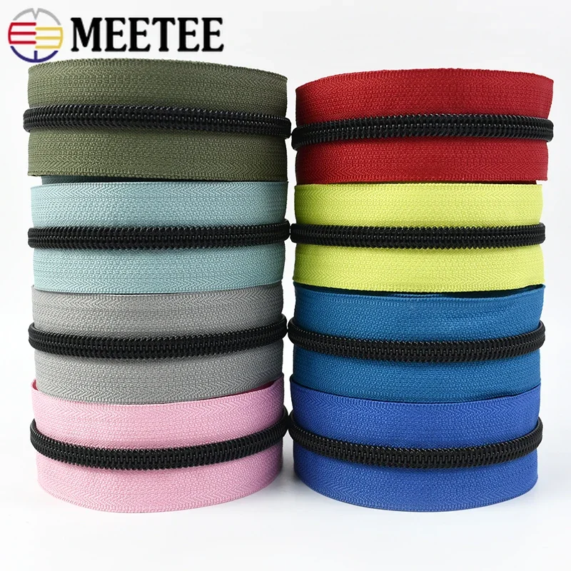 1-10M 5# Meetee Zipper Tapes Clothes Sewing Closures Cabbage Zippers Repair Kit Continuous Zip Roll To The Meter Hand Accessory