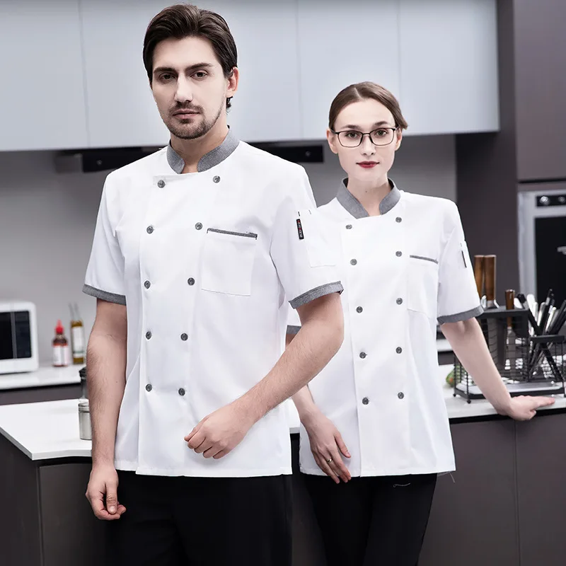 Chef Overalls Short Sleeve Men's Summer Dining Kitchen Hot Pot Restaurant Waiter Female Chinese Style Work