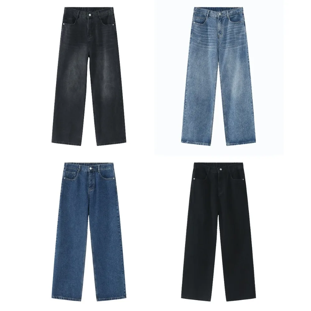 Moda Ins Y2K Jeans da uomo a vita alta retrò pantaloni in denim dritti pantaloni da cowboy classici larghi uomo