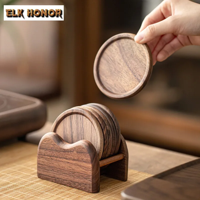 Walnut Mountain View Coaster For Home Use, Multi Person Set, Tea Tray Base, Chinese Style, Light Luxury