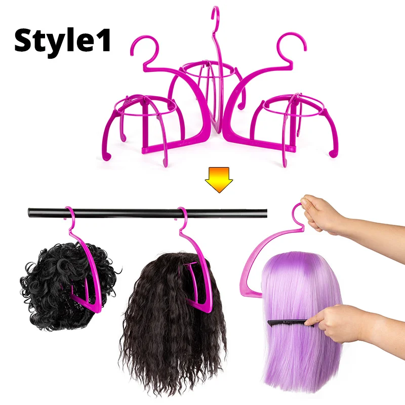 Plussign Plastic Hanging Wig Stand For Wigs And Hats Foldable Wig Head Stand For Travel Salon Display Wig Stands For Drying Hair