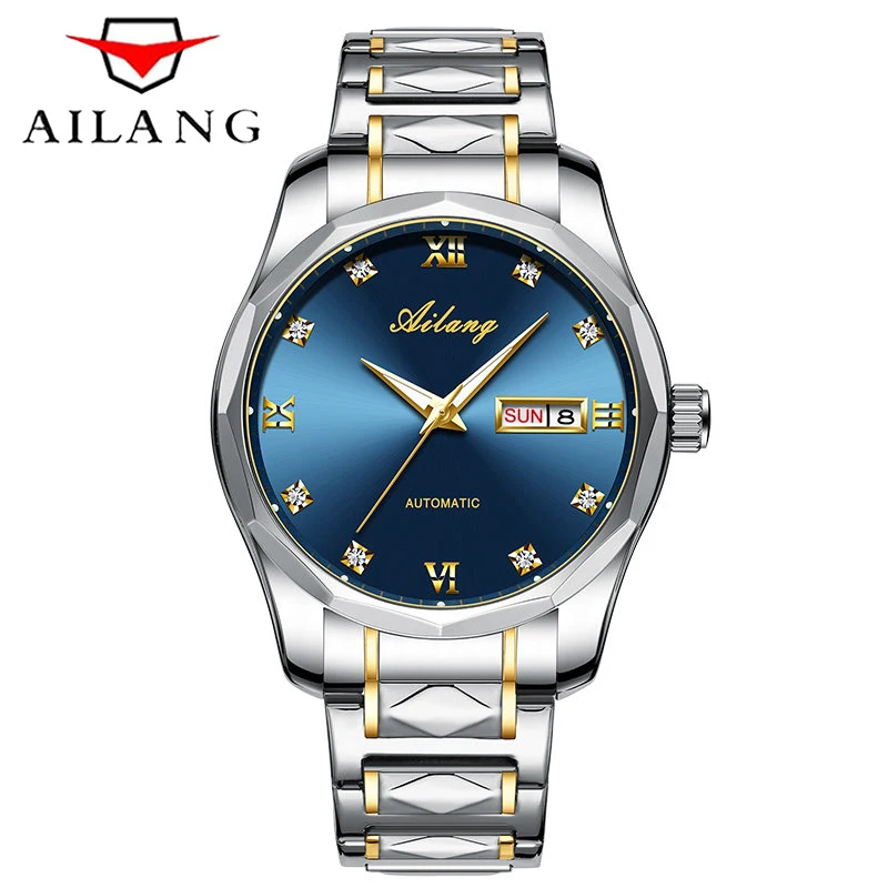 AILANG Men Automatic Watch Luxury Waterproof Luminous Date Week Stainless Steel Business Mechanical Watch for Men Reloj Hombre