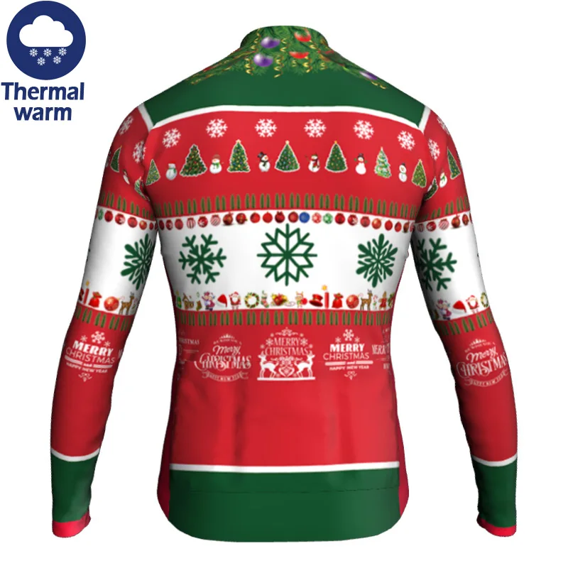 Christmas Out Winter Bike Jacket Long Sleeve Thermal Fleece Road Wear MTB Sweater Cycling Jersey Top Ride Sport Bike Warm Coat