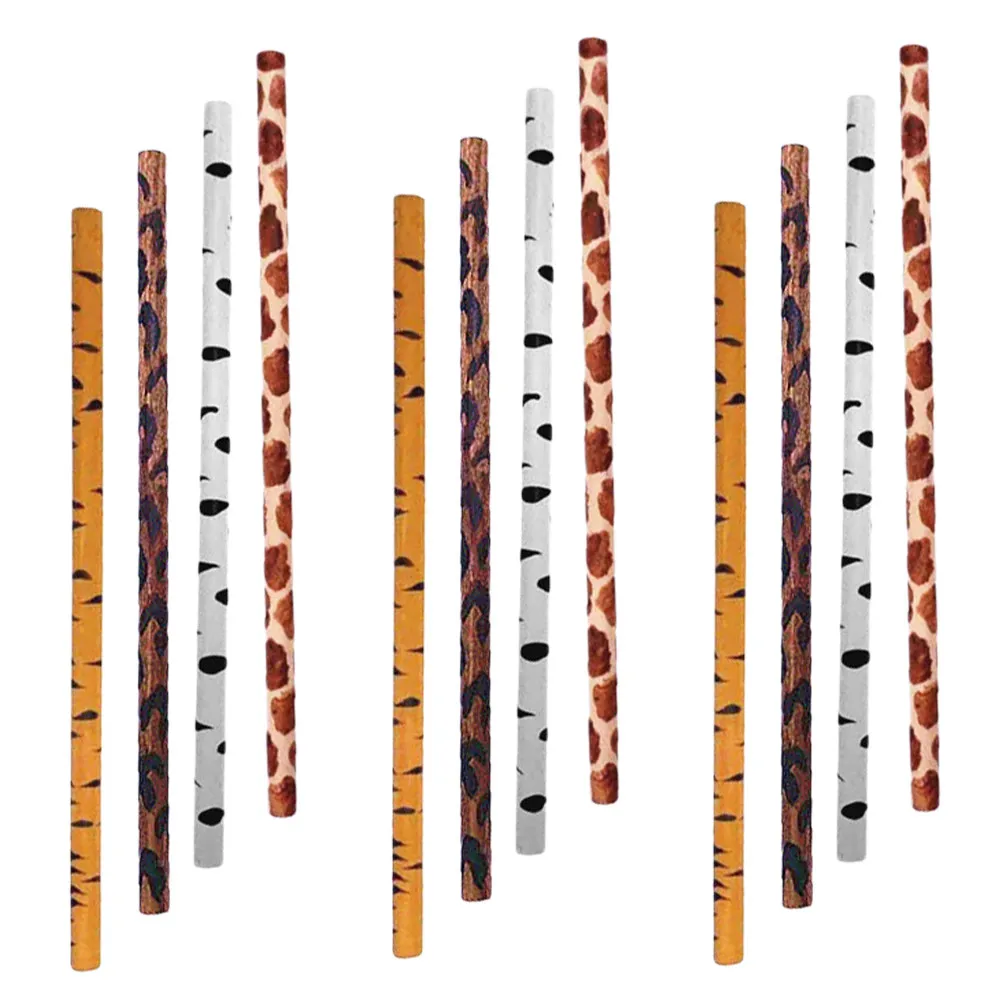 12 Pcs Pencils Giraffe Party Favors Exotic Print Amusing Animals Theme Funky Cute Colorful