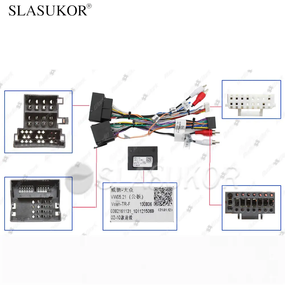 16PIN Car Radio Cable For VOLKSWAGEN TOUAREG 2002-2010 Canbus Cable Power Wire Cable Android Car