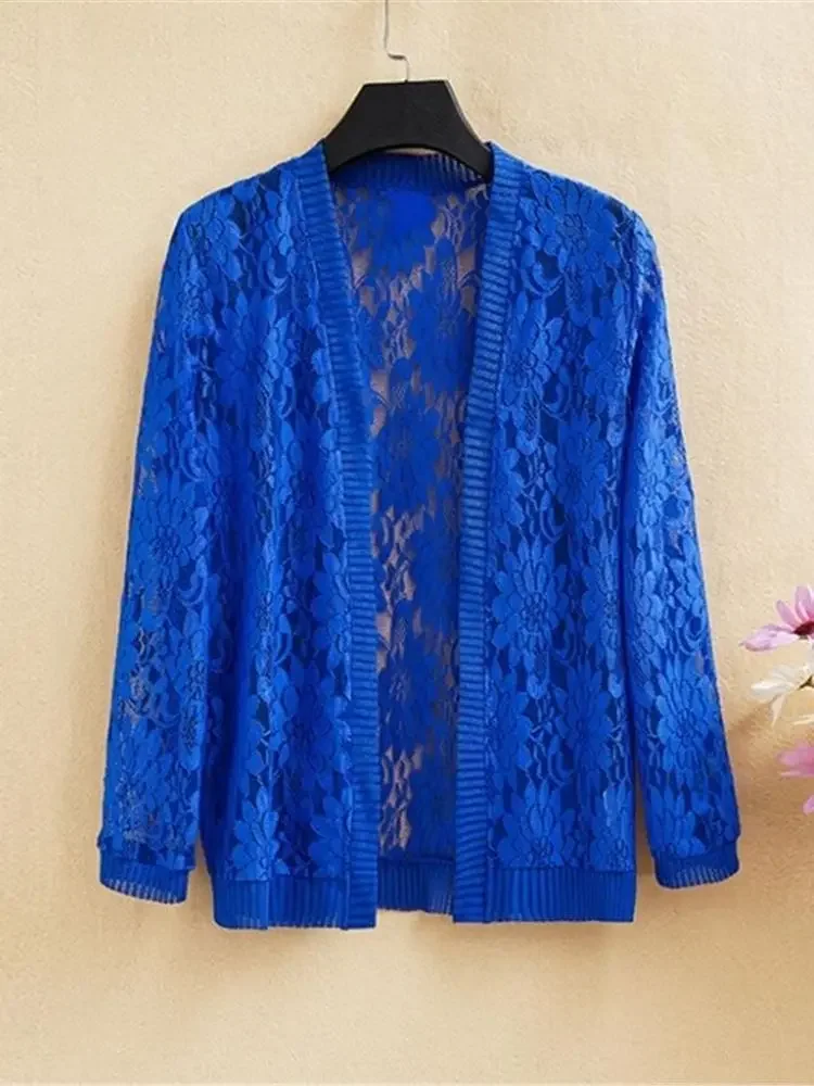 

Осень-лето 202, корейская мода 3XL, 4XL, 5XL, кружевной кардиган, женские кардиганы, однотонное женское пальто с шалью, женская верхняя одежда