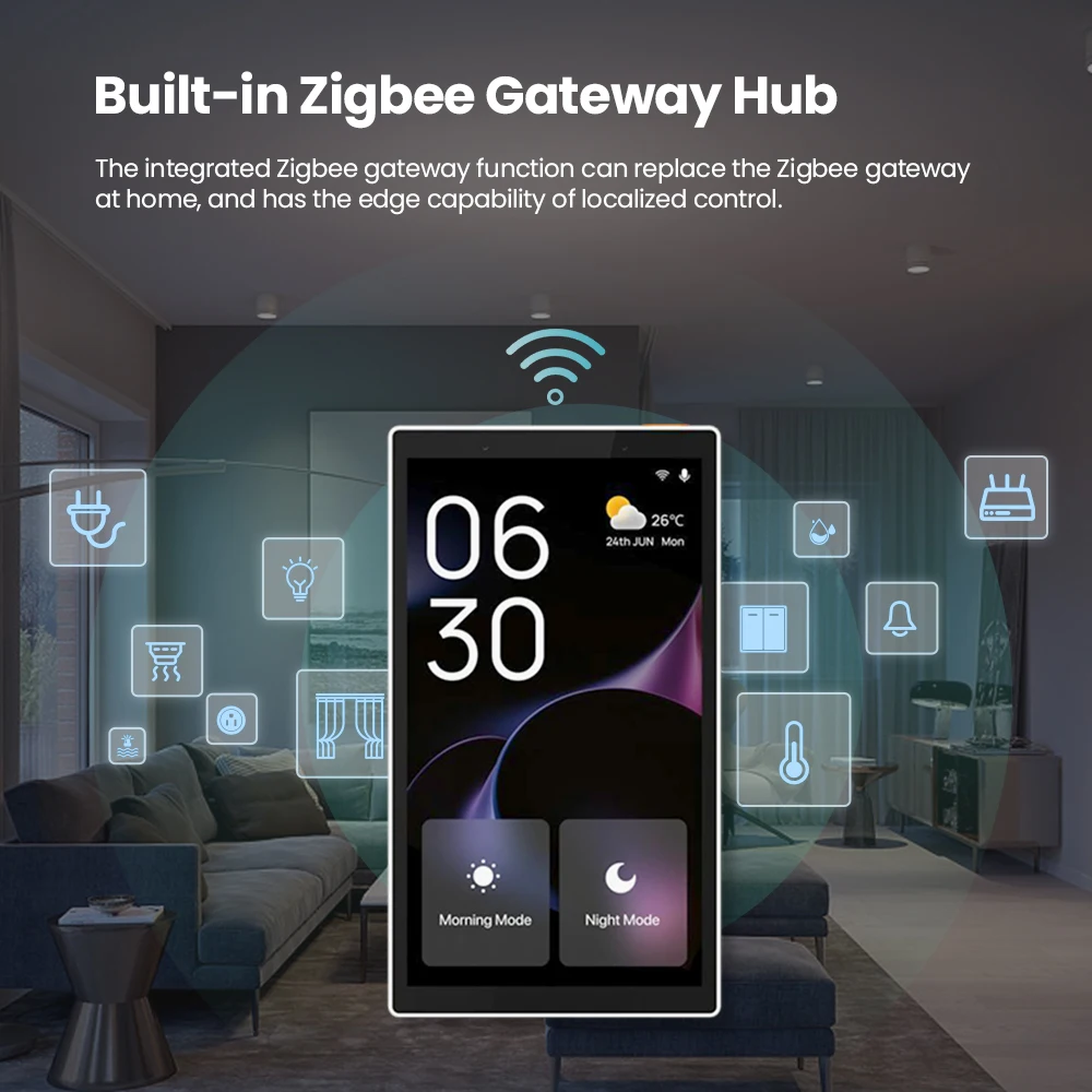 AVATTO WiFi Smart 5-inch Touch Screen,Built-in ZigBee Gateway Hub & Alexa & 2gang Switch,Tuya Scene Control Panel