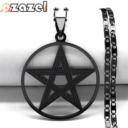 Goth Star Pentagram Pendant Necklace Women Men Black Color Wicca Statement Pentacle Necklaces Jewelry colares femininos N6313