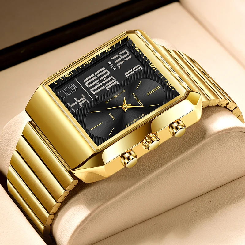 LIGE 2026 New Luxury Mens Watch Square Fashion Quartz Watches Men Digital Sport Waterproof Luminous Date Wristwatches Gift Reloj
