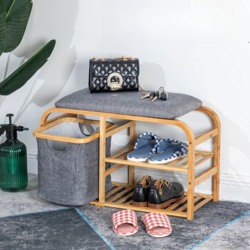 

Natural Solid Wood 2-in-1 Shoe Storage Bench Entryway Sitting Bench with Seat & Shoe Cabinet Space Saving for Your Hallway