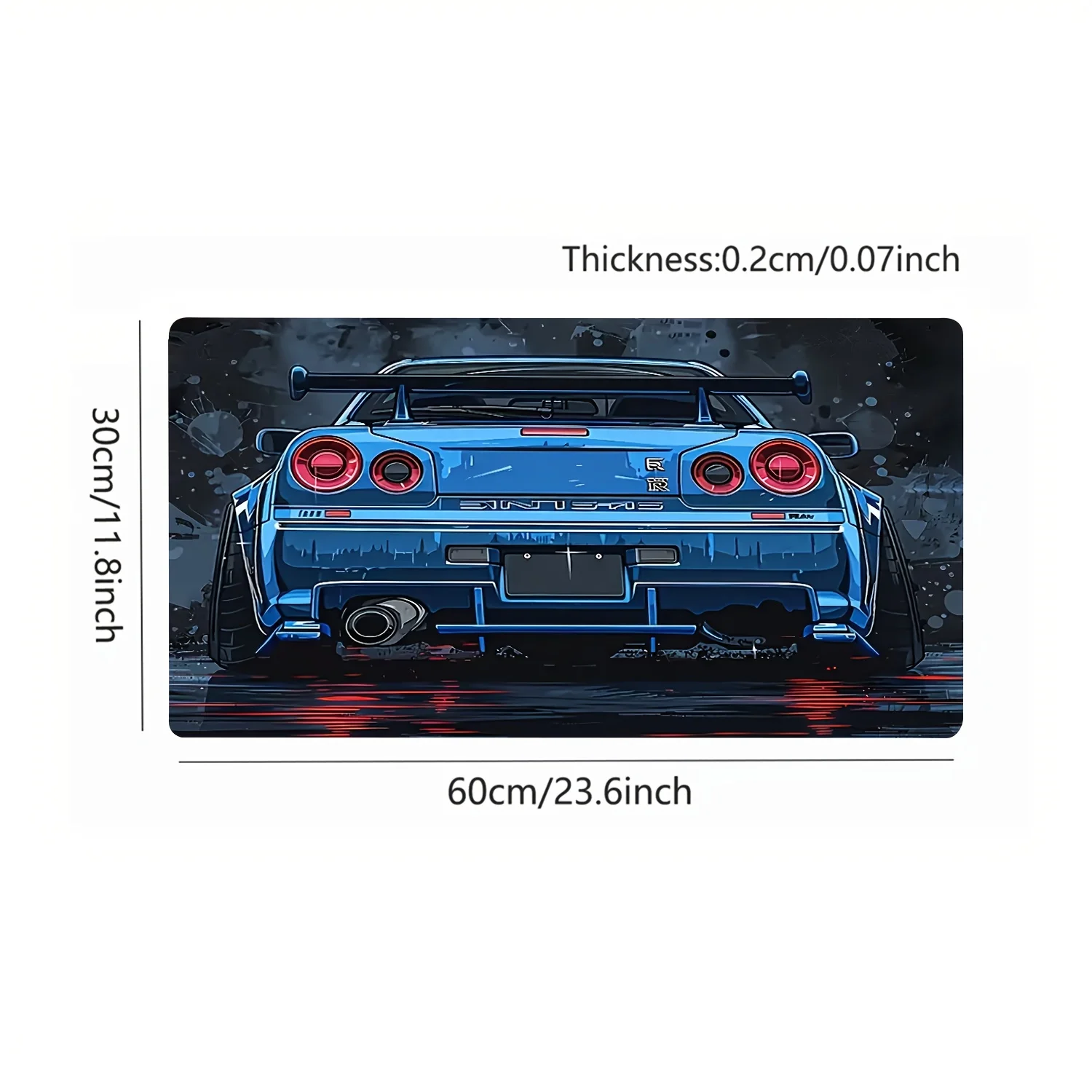 1 rectangular gaming mouse pad, cool sports car design, edge stitching, anti-slip and waterproof rubber base
