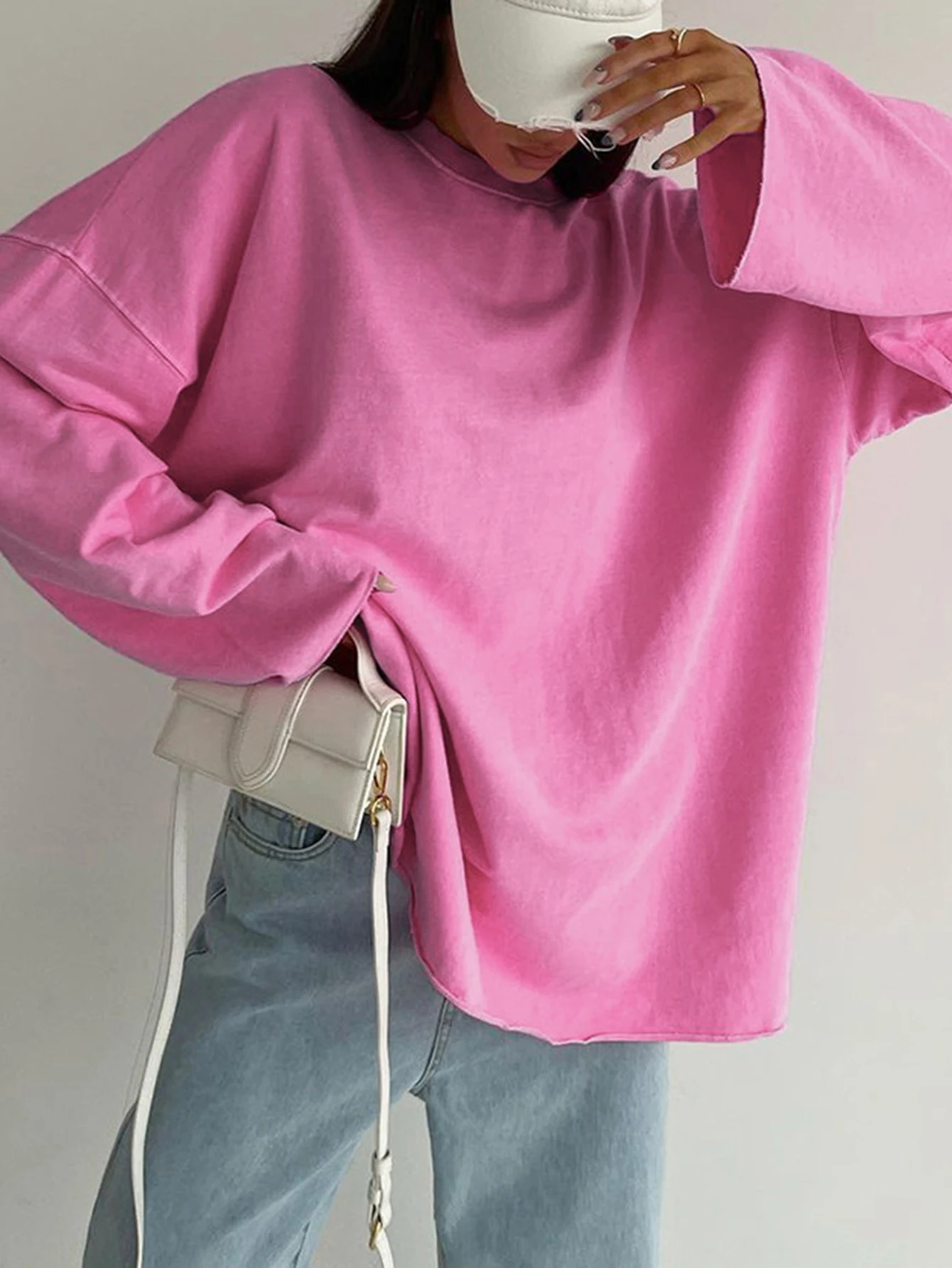 

Women's Casual Long Sleeve T-Shirt Autumn Comfortable Plain Crew Neck Loose Fit Daily Basic Top