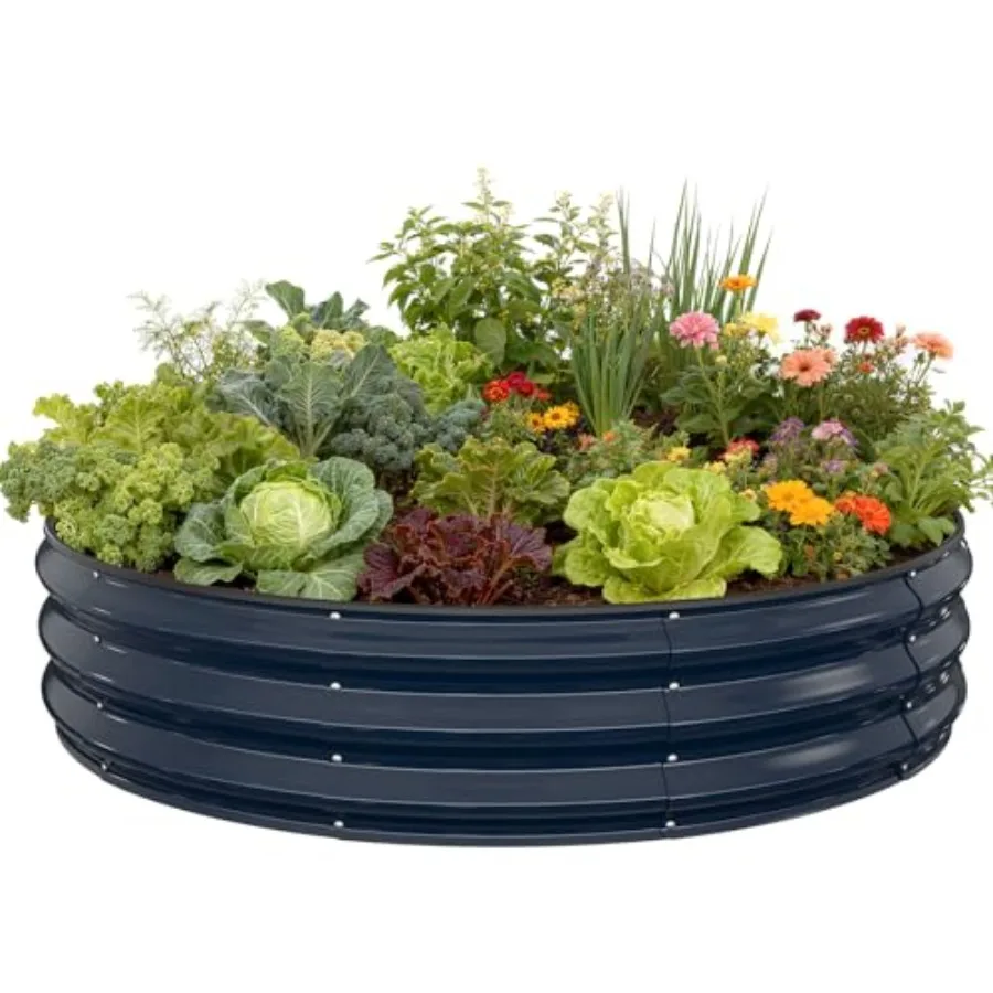 

Оцинкованная круглая металлическая грядка-клумба 4×4×1 фута для сада, уличный ящик для растений с открытым дном из нержавеющей стали