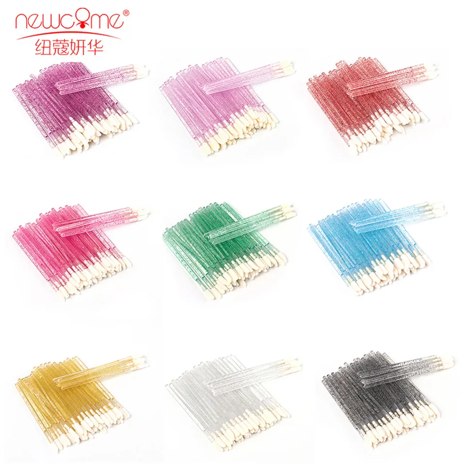 50 ชิ้น Disposable Lip Brush ขนตาคริสตัลแปรงแต่งหน้า Lash มาสคาร่า Applicator ลิปสติกเครื่องสําอางค์ชุดเครื่องมือแต่งหน้า