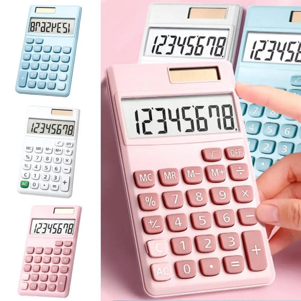 8-Digit Mini Calculator Solar Powered Large Display Multipurpose Basic Scientific Calculator