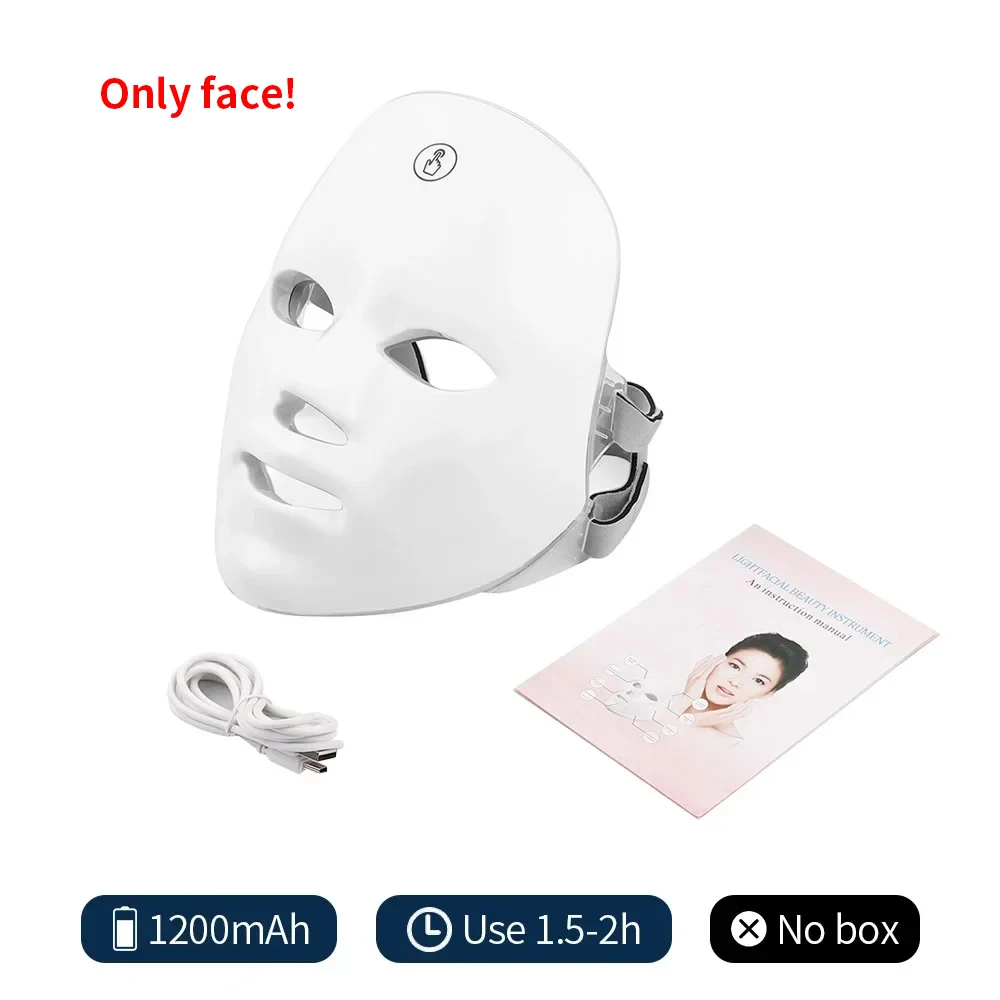 Wireless 7 Colors LED Face Beauty Machine Photon Facial Neck Skin Tighten Rejuvenation Facial Neck Mask image 3